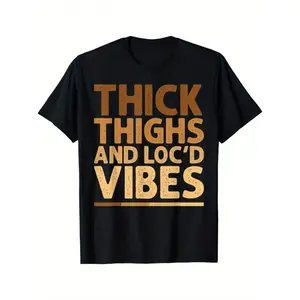 "Thick Thighs and Loc'd Vibes" Graphic Tee for Women| Casual Oversized Fit| Golf Gift for Men & Women