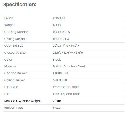 [TOP RATED - FLASH SALE] ROVSUN 1-Burner 2-in-1 Portable Camping Stove & Propane Griddle Black