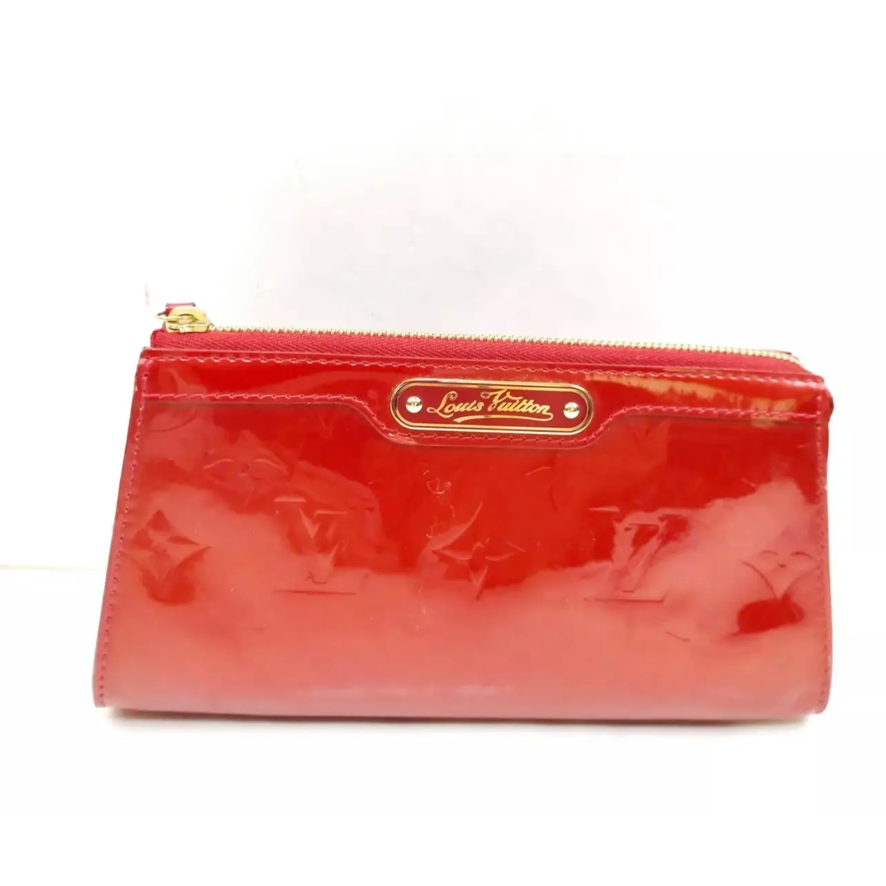 Pre-owned Louis Vuitton Vernis clutches & wristlets LV Cosmetic Pouch Bag Red 1286278