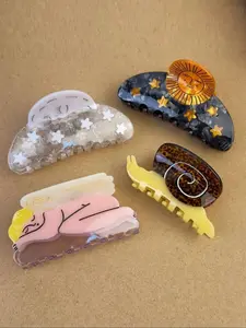 Cute  Hair Claws, Retro Personalized Style Hair Claws, Fashion Hair Accessories for Women & Girls for Vacation, Festivals, Parties, Dates, Work, and School, Flat Claw Clips