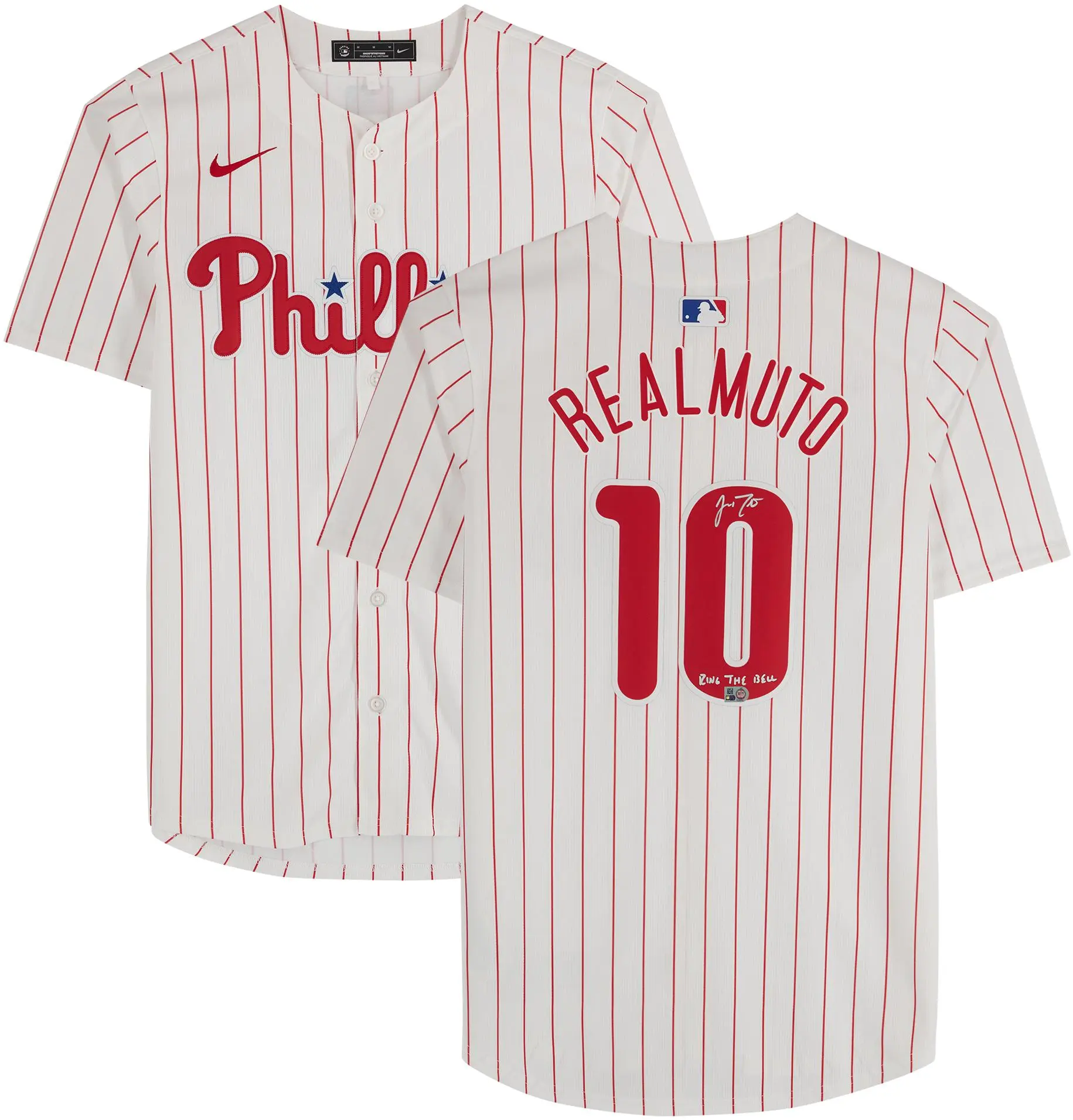 J.T. Realmuto Philadelphia Phillies Autographed White Nike Limited Jersey with "Ring the Bell" Inscription - Fanatics Authentic Certified
