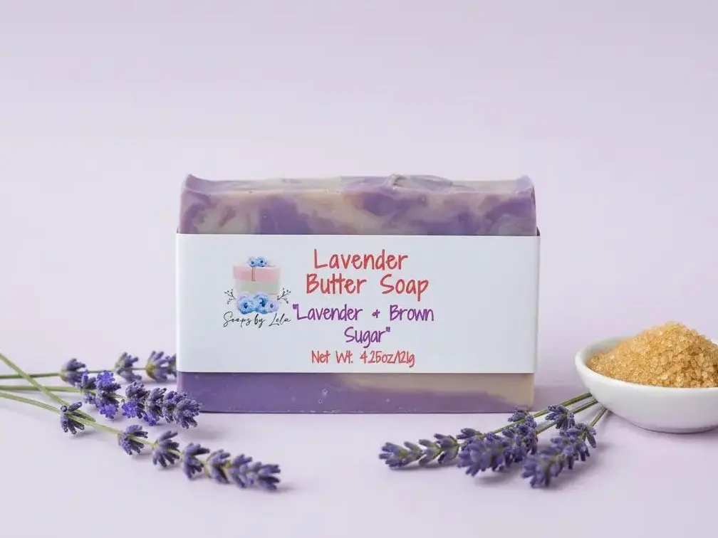 SOAPS BY LELA Lavender Butter Handmade Soap Bar, Moisturizing Cleanser with Shea, Cocoa & Coconut, Nourishing Formula for Sensitive Skin, 116g, Blend, Gentle, Scent, Soothing