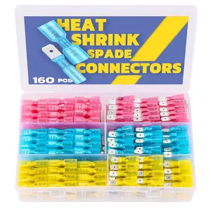160pcs Heat Shrink Spade Connectors,AWG 22-10 Female and Male Wire Connectors,Quick Disconnect Spade terminals