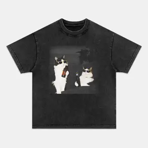 WACKY CAT T-shirt, Unisex Vintage Crew Neck Regular Fit Cotton Fabric Casual Comfort Breathable Short Sleeve Funny T-shirts Fashion Men&Women's Top for Streetwear 101605