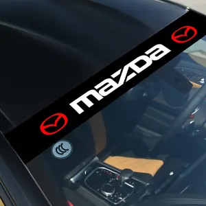 Mazda Car Windshield Decoration Sticker, Customizable Front Hood Logo Decal, Waterproof Sun Protection Accessory for Mazda Vehicles, Car Decals