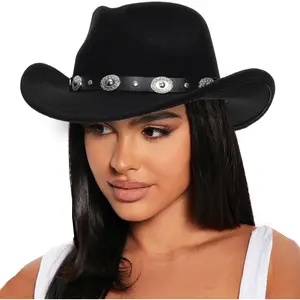 Western Outback Felt Cowboy Hat for Women Cowgirls Fedora Gus Hat Rodeo 22"-22.75" fit for M/L
