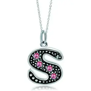 Pink Letter A-Z Alphabet Initial Charms Bead Necklace Pendant