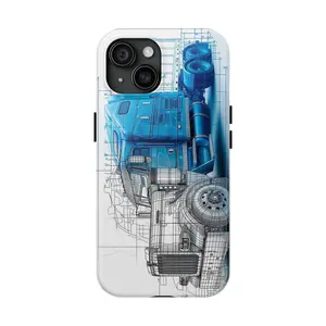 Blue Semi Truck Blueprint Phone Case | Tough Phone Case