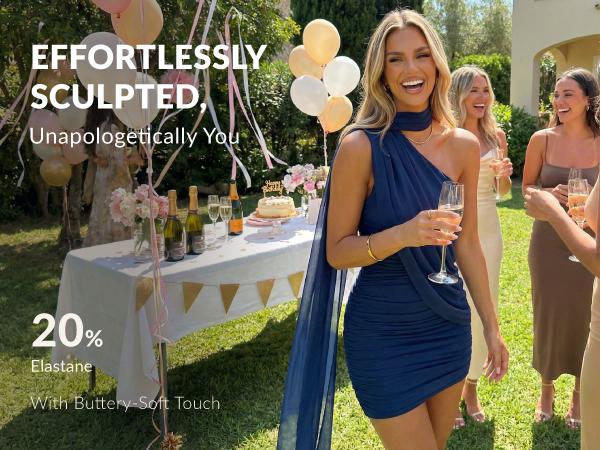 CurvySweet SDK0630A Elegant Sexy One-Shoulder Ruched Bodycon Mini Dress with Adjustable Strap, Draped Design & Backless Style — Perfect for Parties, Cocktails & Evening Events