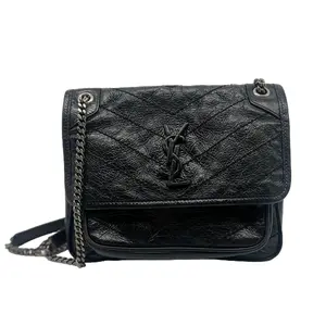 Pre-owned Yves Saint Laurent Leather Shoulder Bags Saint Laurent Crinkled Niki Shoulder Bag