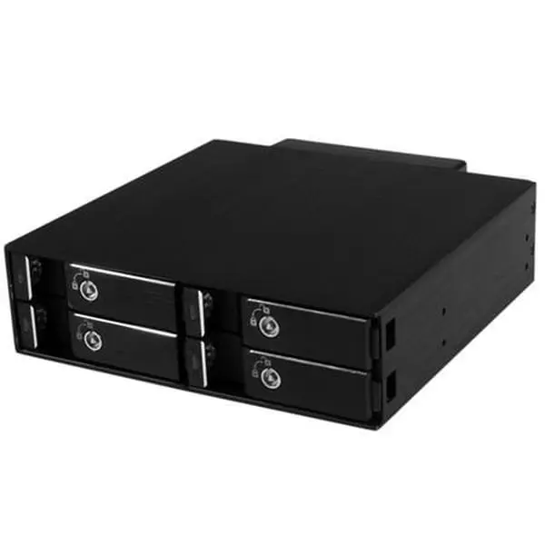 Startech ST-SATSASBP425 4-Bay 2.5 in. SATA/SAS Hard Disk Enclosure - Aluminum Mobile Rack Dock Station with 40mm Fans, Enhanced Heat Dissipation for 5-15 mm HDD/SSDs, Compatible with Servers, 2.3 lbs, Desktop Computers, 4-Bay Sata/Sas Hard Drive Backplane