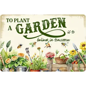 Garden Sign Funny Garden Decor Vintage Garden Metal Sign Outside Yard Gardening Sign Gifts For Women Plant Lover To Plant A Garden Is To Believe In Tomorrow Signs For Home Gardeners Country Rustic Garage Farmhouse Fence Wall Decorations