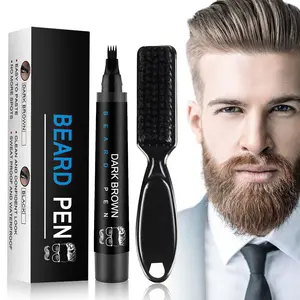 4 Tips Beard Pencil Filler for Men Black,Male Mustache Repair Shape,Updated Beard Filling Pen Kit with Brush- Fill, Shape, & Define Your Beard - Striking Viking