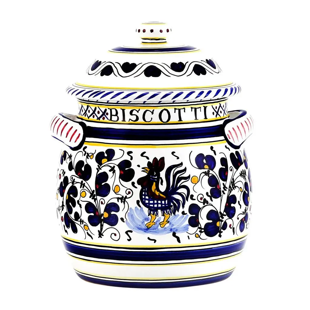 ORVIETO BLUE ROOSTER: Traditional Biscotti Jar