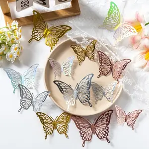 Animals Themed Butterfly Decorative Stickers, 24 Pcs/Bag with Different Sizes for Bouquet, Cake, Home Decoration