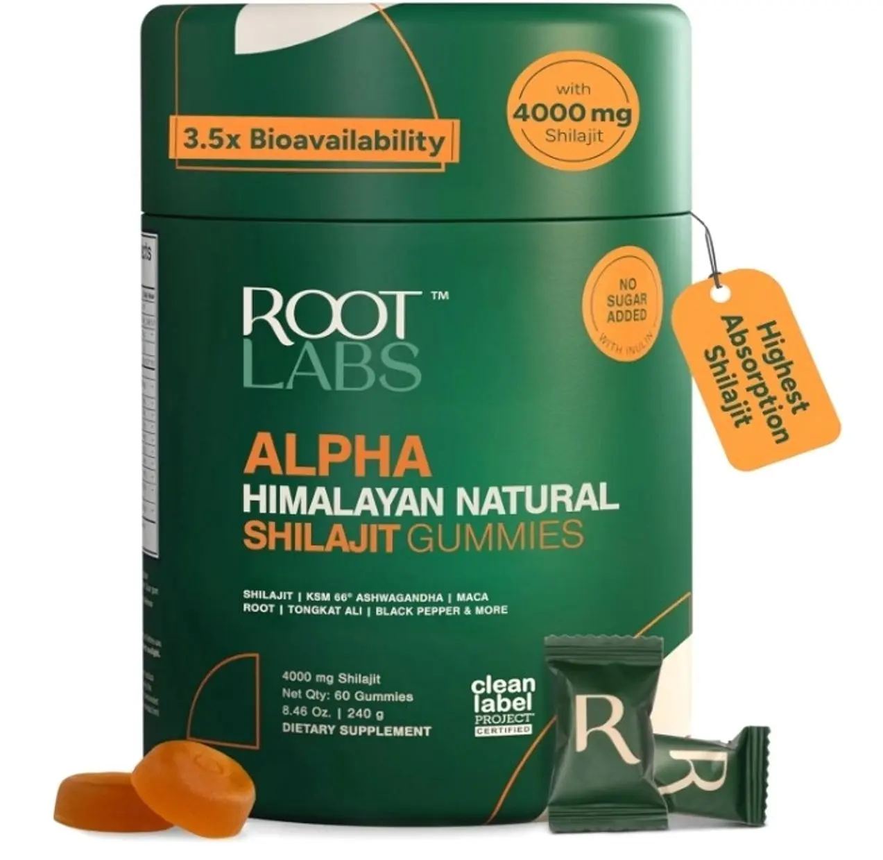 ROOT LABS 10-in-1 Alpha Shilajit Gummies | 4000 mg Pure Himalayan Shilajit with Tongkat Ali & Maca Root | Shilajit for Men & Women | ShilAbsorb Bioavailability Tech | Sugar-Free, Vegan | 60 Gummies