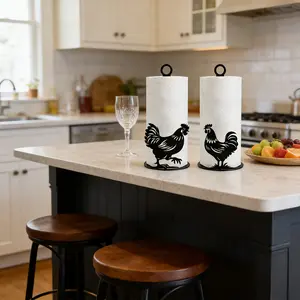 Vintage Rooster Metal Kitchen Paper Holder, Decorative Kitchen Paper Rack, Suitable for Kitchen Dining Room Bathroom, Convenient Tabletop Organizer