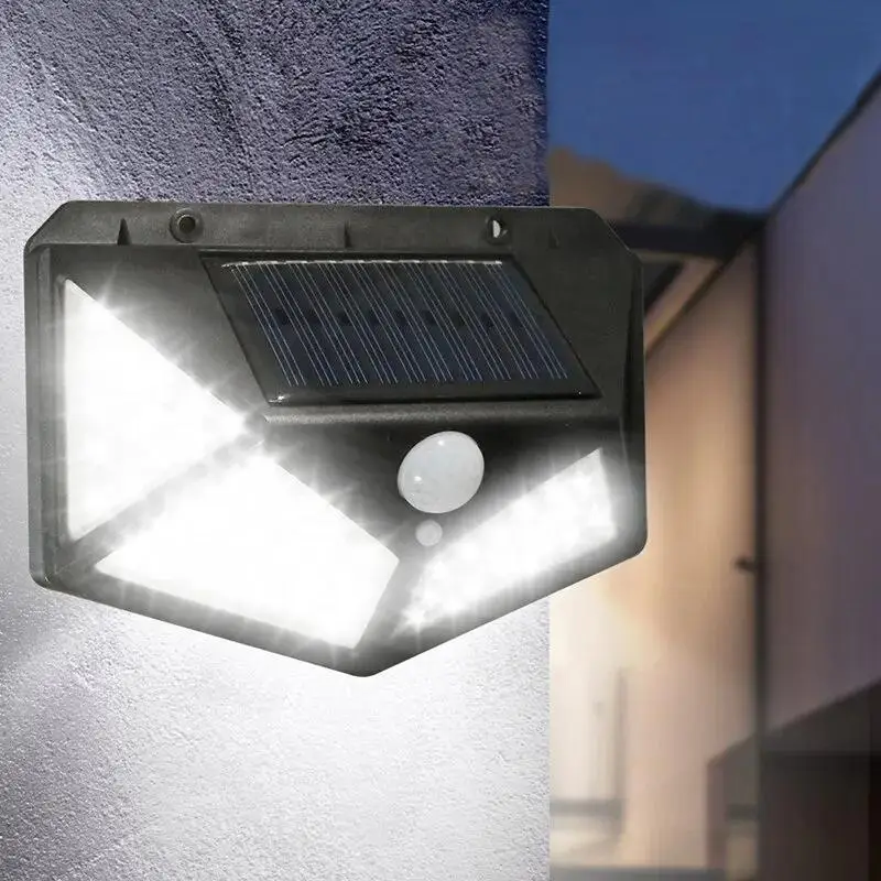 Solar Induction Lamp, IP65 Waterproof Outdoor Wall Light, 100 LED Light, Motion Sensor Security Light for Exterior Wall, Deck, Patio, Garage, Terrace,