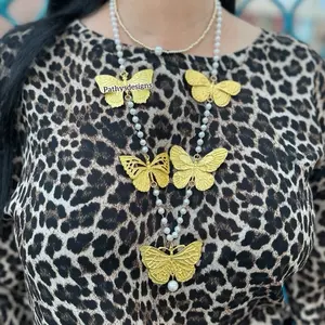 Handmade necklace with 18k gold-plated butterflies
