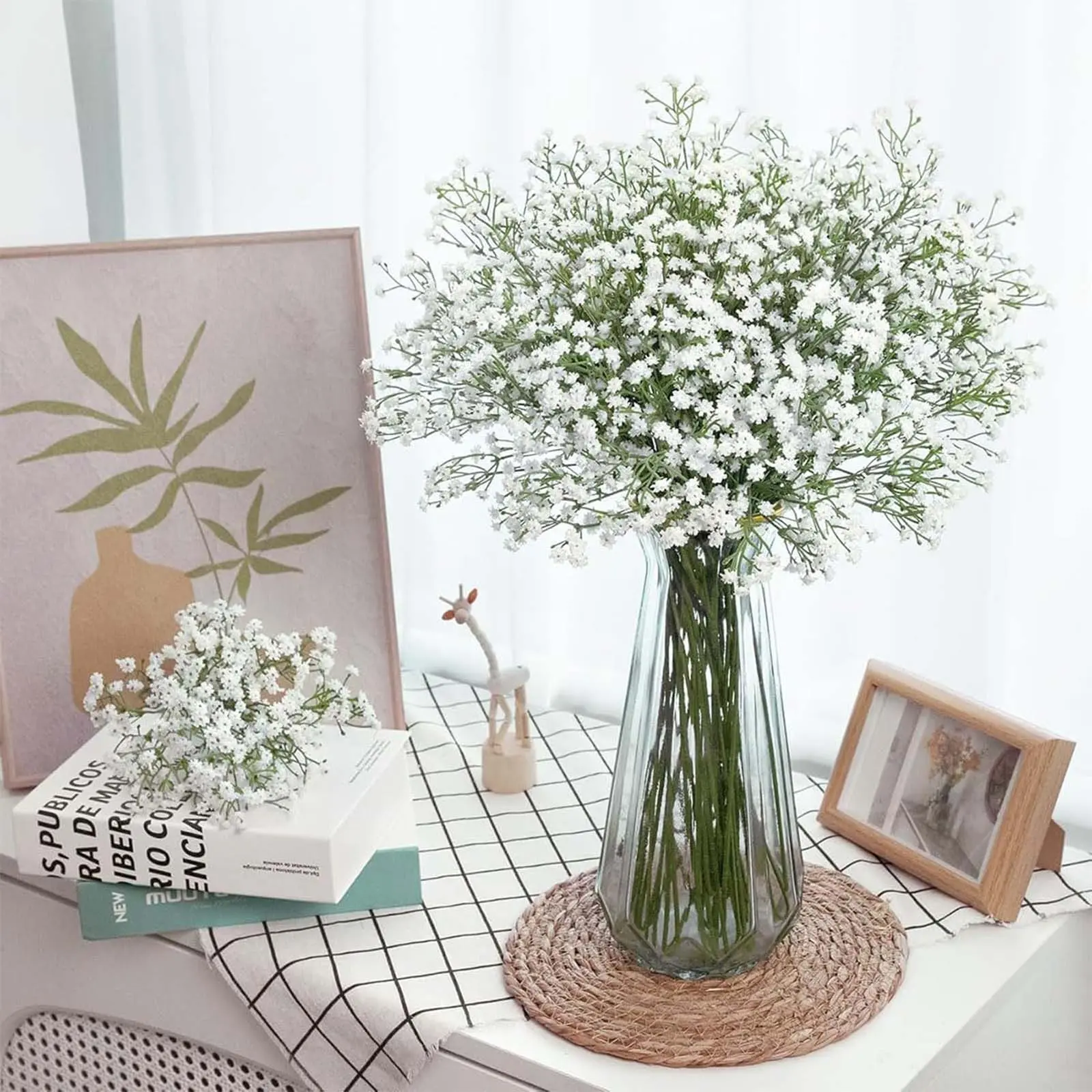 12 PCS Real Touch White Baby Breath Artificial Flowers Bulk Faux Greenery Bouquet for Wedding Table Centerpiece Party Home Indoor Decoration