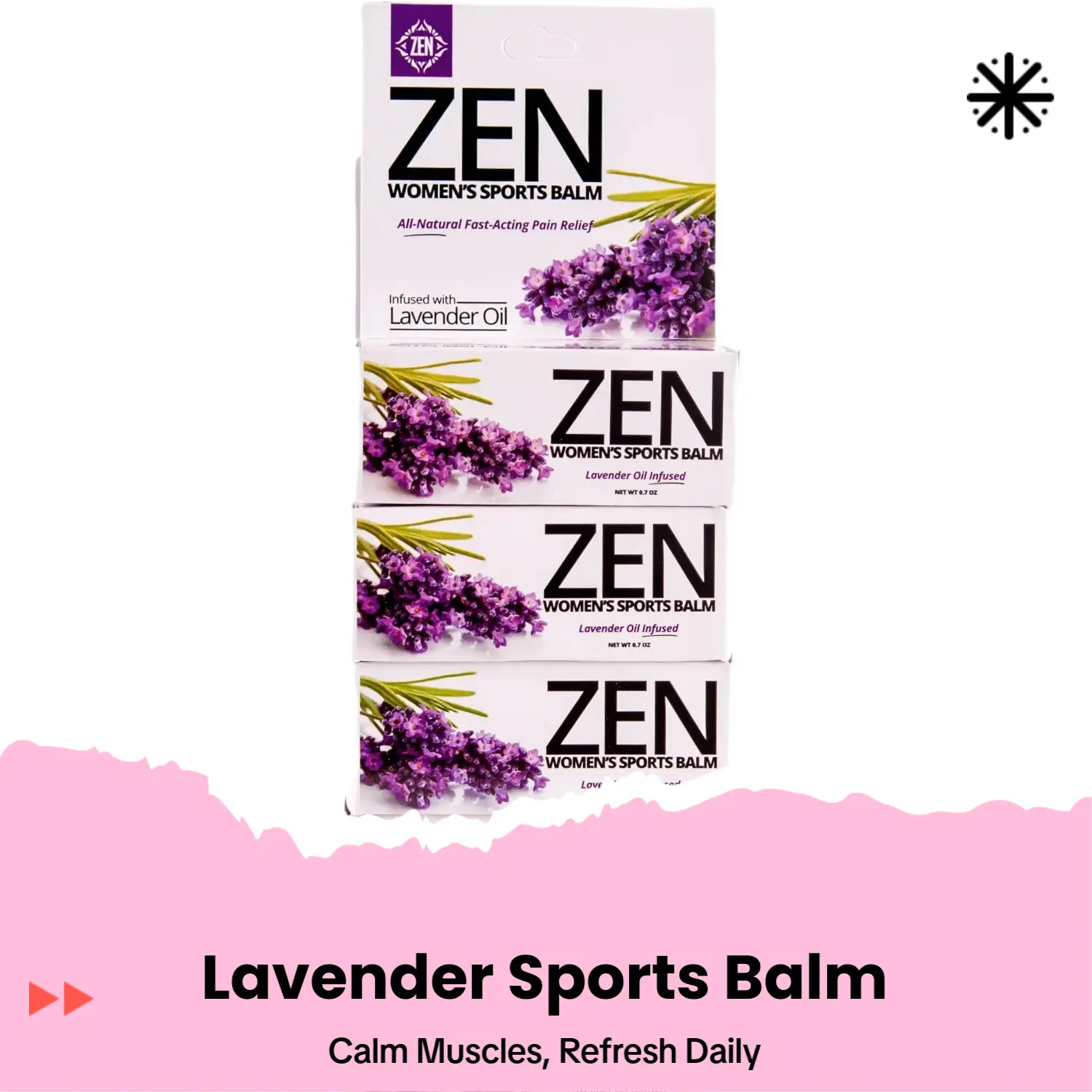 ZEN Women’s Lavender Scented Therapeutic Essential Oil Blend Sports Balm - 5-Pack, 100ml, 48-Month Shelf Life, Therapy Solution for Relief, Fitness Needs