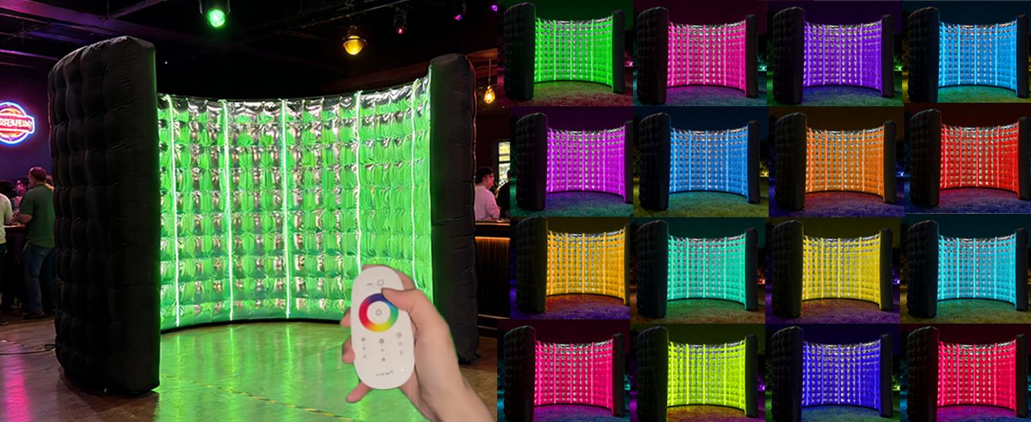 SAYOK 360 Photo Booth Backdrop, 10FT Inflatable Photo Booth Wall with Light, Enclosure, Photoshoot Background Silver Wall for 360 Photo Booth Machine, Wedding, Party, Event, Exhibition