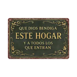 Vintage God Bless This Home Plaque - Wall Art for  Housewarming Gift 8x12 Inch