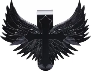 Guardian Angel Visor Clip - Guardian Angel Visor Clips for ,Stainless Steel Wings Cross Sunshade Clip Driver  (Black) (Black)