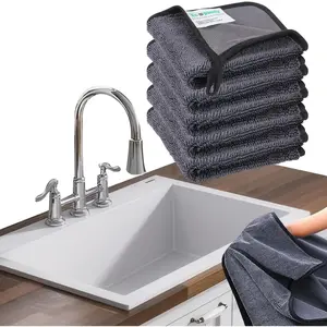 6th-Gen-Tech Shiny Wipes Cleaning Cloths,3pcs Shiny Bath Drying Towels,Shower Doors Drying Towels,16*16in Streak Free Glass Window Car Mirror Super Absorben Microfiber Cleaning Cloths(5pcs grey12*10")
