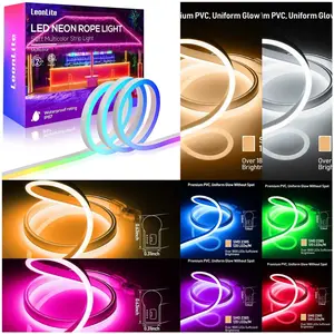 Leonlite 50FT Outdoor LED Neon Rope Lights, 9 COlor Options Waterproof Neon LED Strip Lights for Party, Decoration, Festival