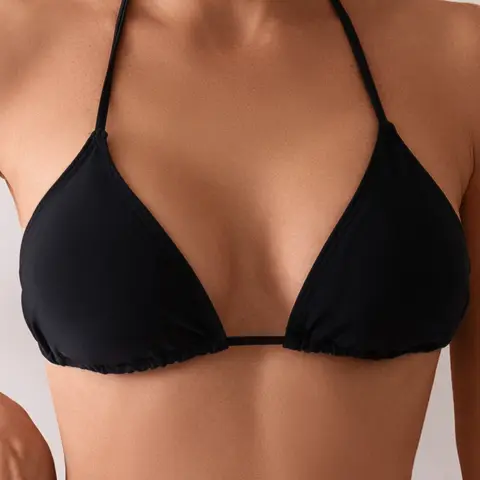 Women's Solid Color Bikini Top, Bathing Suit Top, Swimsuit Style Bikini, Casual One-Piece Swimsuit, Comfortable Beachwear, Perfect for Summer Vacation