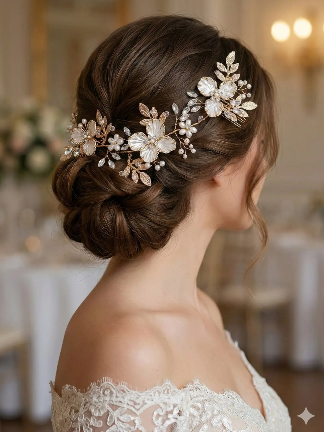 Elegant Pearl Flower Hair Clip, Jasmine Princess Crown, Wedding Birthday Party Photo Prop, Forest Style Hair Accessory, Women's Fashion Headwear
