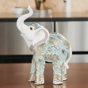 6"H Thai Elephant in Baby Blue Figurine