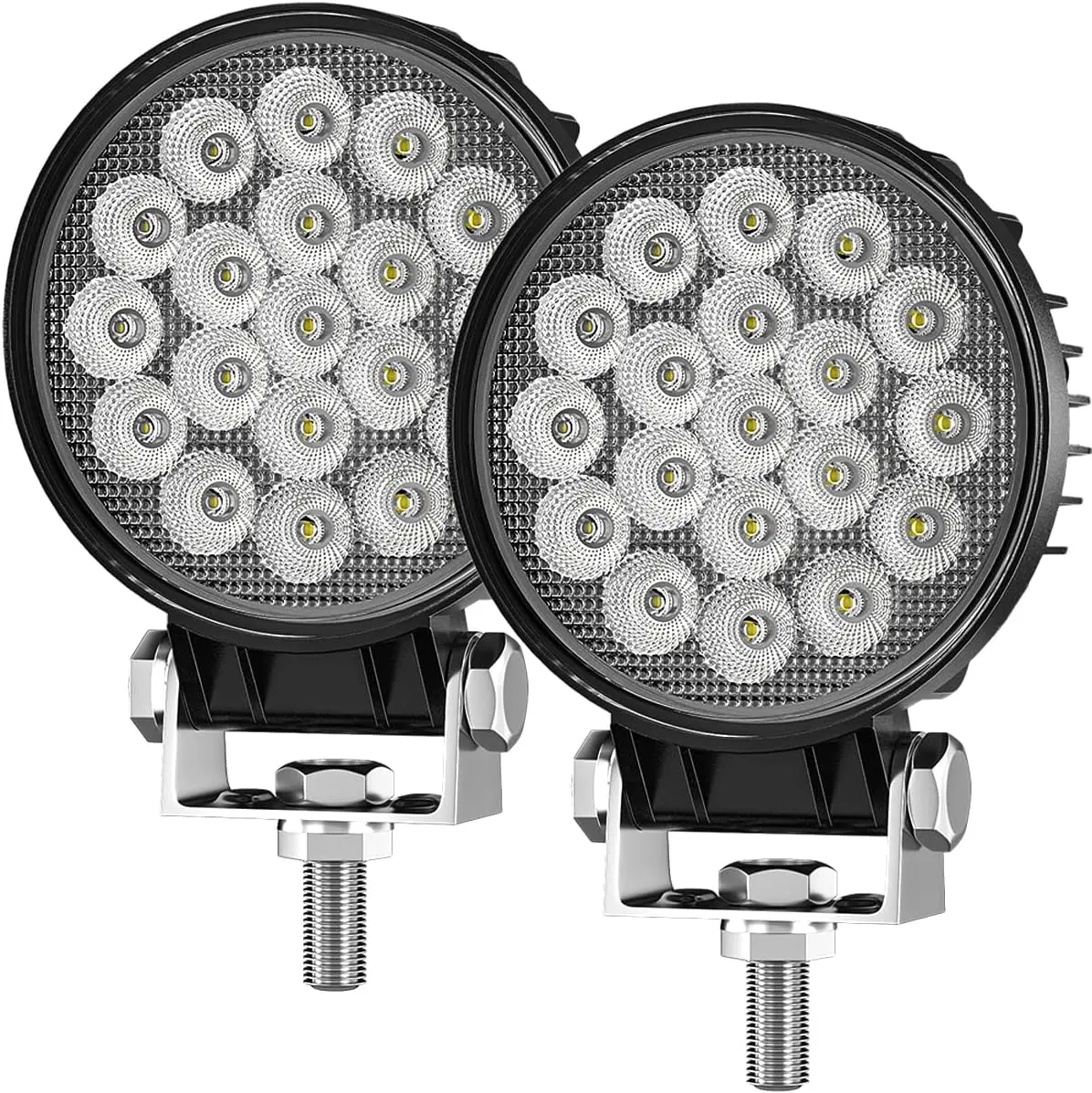 LED Tractor Lights 2 Pcs 4 Inch 12v Flood Light Round Waterproof Work Truck Lights for Equipment Vehicle Off Road SUV ATV UTV 4WD