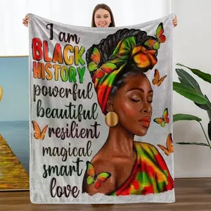1pc African Women Pattern Blanket, Flannel Series Bedding, Dormitory Blanket, Nap Blanket, Car Blanket, Office Blanket, Air Conditioning Blanket