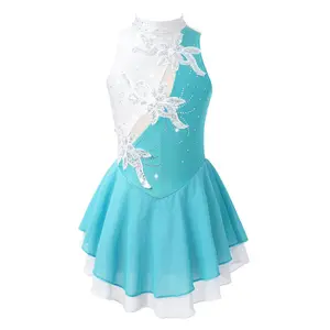 Kids Girls Clothing Sleeveless Sequins Floral Dance Leotard Dress