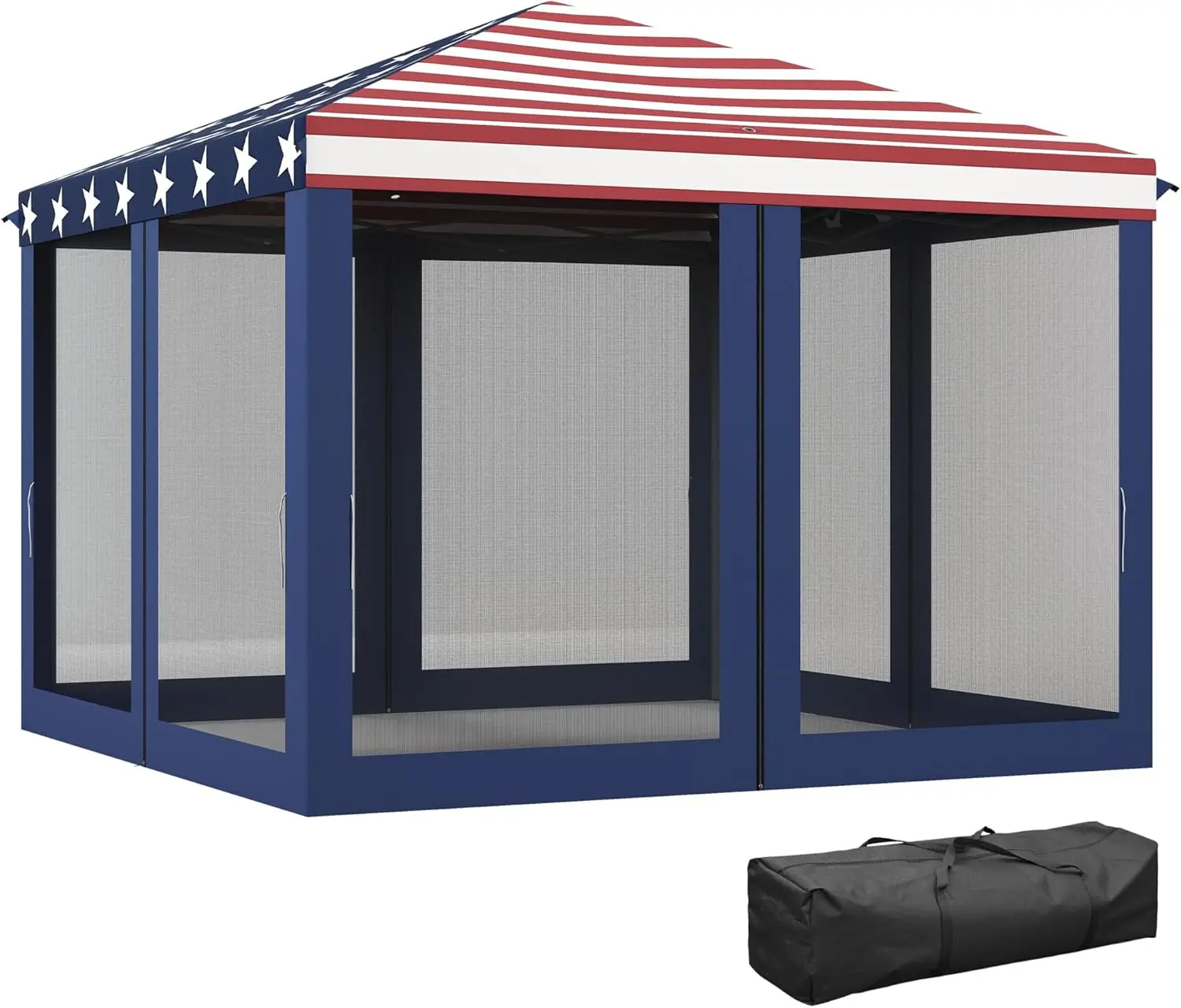 10x10 Pop Up Canopy Tent with Mosquito Netting, Instant Foldable Gazebo, 3-Level Height Adjustable, 4 Mesh Walls, Wheeled Carry Bag, Bug-Free Outdoor Party Tent for Camping Garden Patio Events