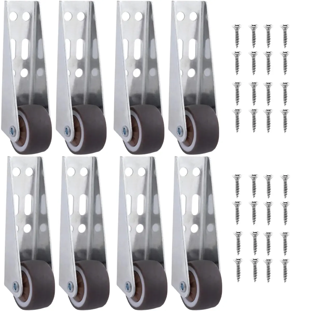 2/4/6/8PCS Side Mount Caster Wheels, Heavy Duty Support Wheels for Wooden Doors, Anti-Sag Sinking Door Bottom Pulley, Directional Mobility Rollers, Rubber Shaft Nylon Wheel&Aluminum Bracket, Smooth Quiet Sliding, Easy to Install Replacement Parts for Door