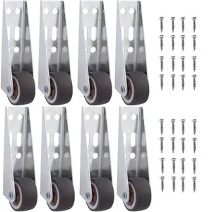 2/4/6/8PCS Side Mount Caster Wheels, Heavy Duty Support Wheels for Wooden Doors, Anti-Sag Sinking Door Bottom Pulley, Directional Mobility Rollers, Rubber Shaft Nylon Wheel&Aluminum Bracket, Smooth Quiet Sliding, Easy to Install Replacement Parts for Door