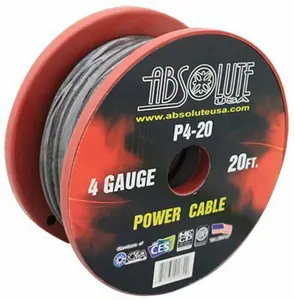 Absolute P420BK 20' 4-Gauge Black Power Ground Wire Cable