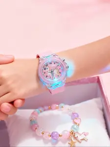 Cute Unicorn Watch Set, Analog Quartz Watches with Luminous Stones, Heart Bracelet, Perfect Gift for Boys Girls, Birthday Valentine's Day, Child Watch