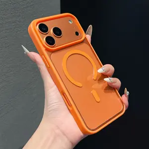 2025 New Color Fashion Clear Phone Case Magnetic Design for iPhone 17 Pro Max Air Magsafe Shockproof Cover with Baby Pink Black Gray Blue White Options for Girls Boys Gifts