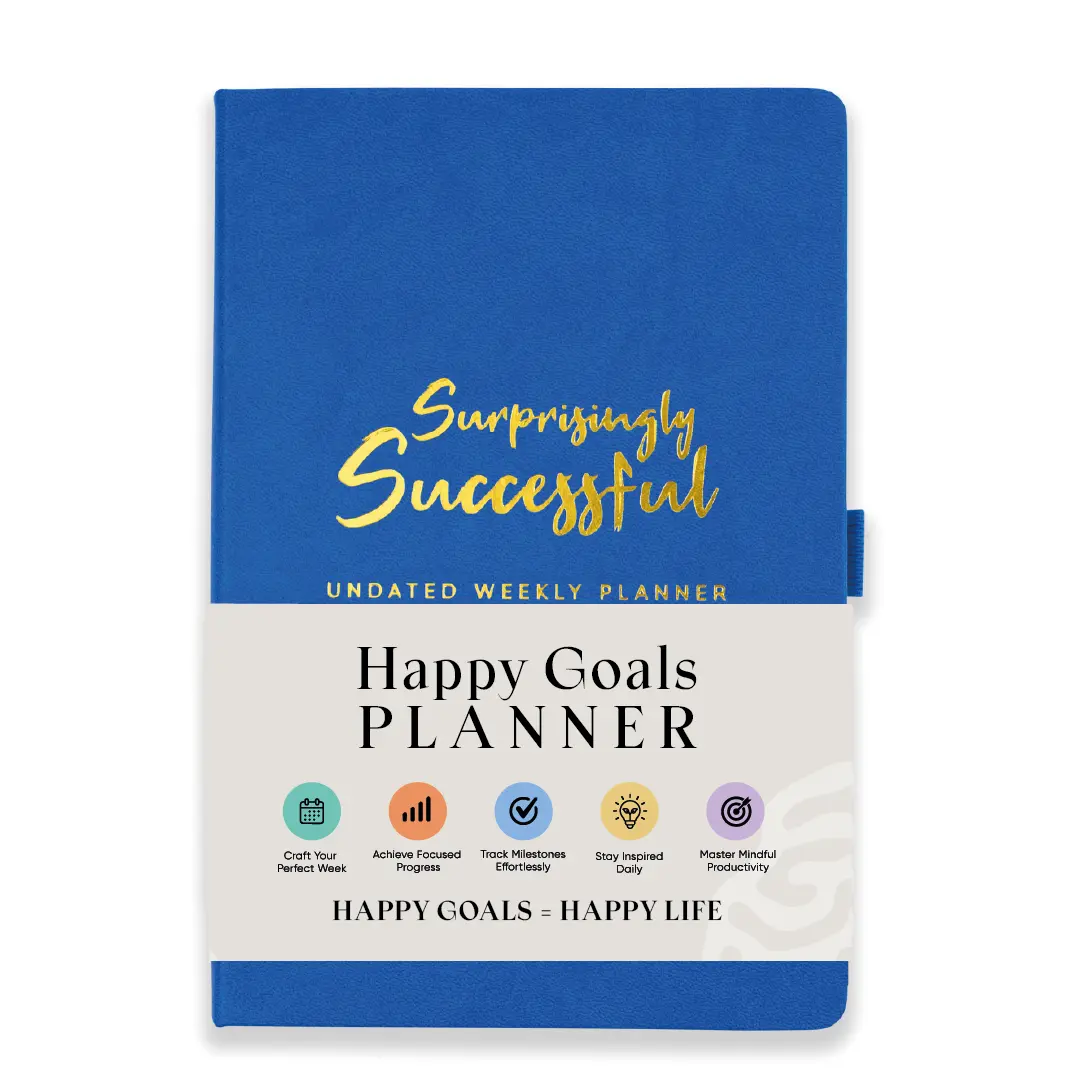 Surprisingly Successful – Happy Goals Planner for Women, Undated Weekly & Monthly | 52-Week Non-Dated 12-Month Combo, Vegan Leather, 100gsm A5, Gifts – Build Consistency, Reduce Overwhelm & Achieve Meaningful Goals (Majorelle Blue)
