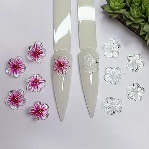 4pcs Handmade 3D Gel Flowers for Nail Design - Perfect for DIY Manicure