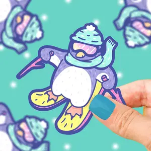 Skiing Penguin Winter Buddies Vinyl Sticker