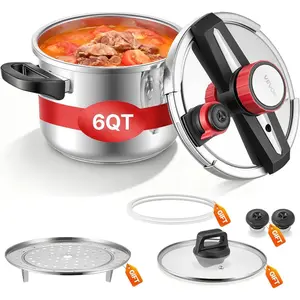 VEVOR Pressure Cooker, 8Qt Pressure Cooker Stainless Steel, Pressures Canner with Steaming Rack, Tempered Glass Lid, Three Pressures Settings for Meat, Beans, Rice, Soup, Sauces, Cook up to 100 kPaVEVOR Super Brand Day