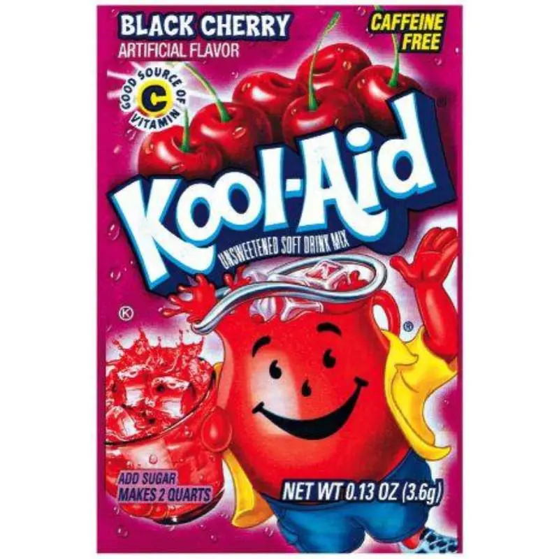 Kool-Aid Black Cherry Beverage Powder Mix Bundle - 48 Caffeine-Free, Fat-Free Hydration Drink Flavoring Packets for All Ages, Family Events