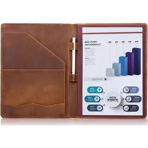 Leather Portfolio, A4 Document Folder Legal Pad Padfolio, Professional Writing Letter Notepad Clipboard Sleeve Organizer, Resume Folio Binder for Men&Women,JC1823