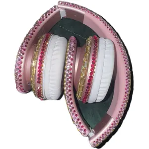 Bedazzled Headphones - Inspired by India, Pink and Gold Color Scheme, Unique Design, Elegant Finish