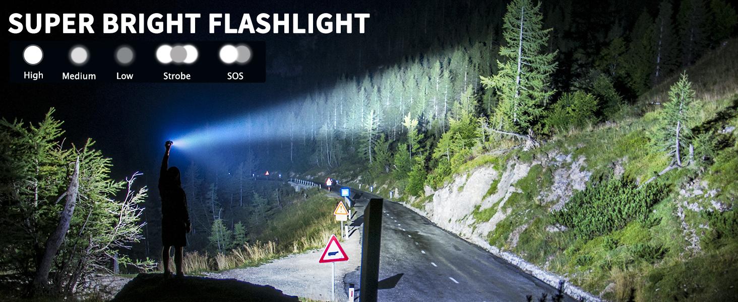 Rechargeable Flashlights 90000 High Lumens - 2 Pack, Super Bright LED Flashlight Rechargeable with 5 Light Modes, High Powered & IPX7 Waterproof Flash Light for Camping, Home